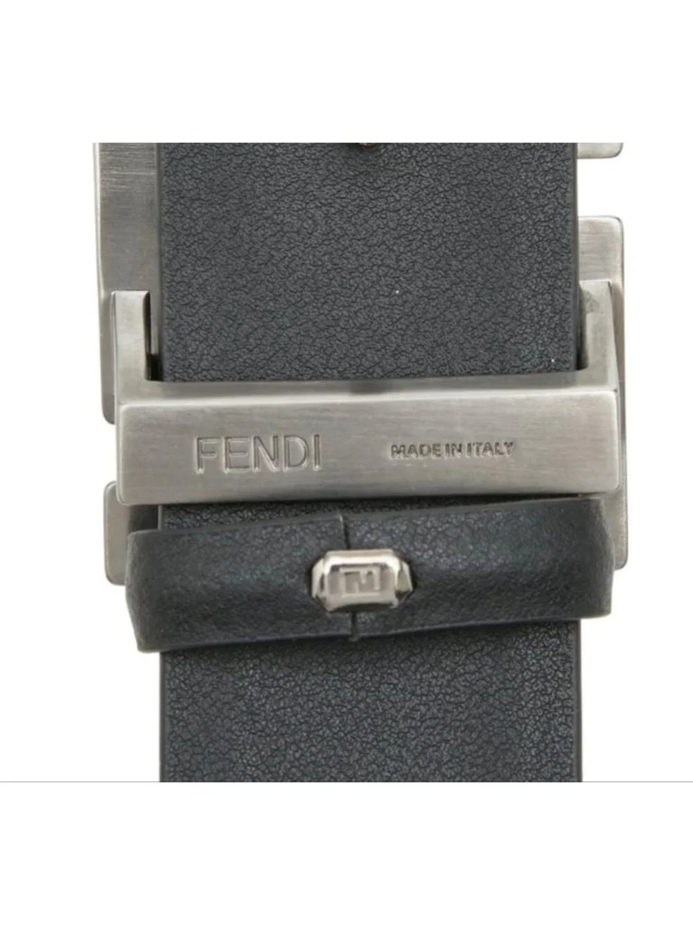 Fendi Zucca FF Logo Square Buckle Reversible Belt